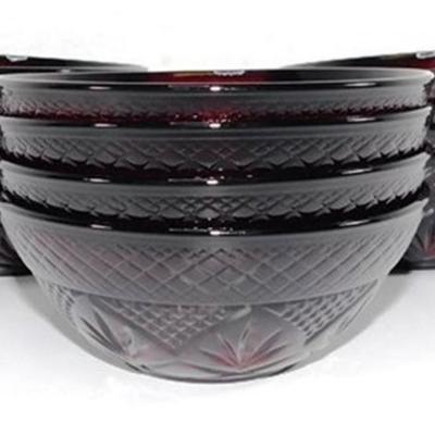 217 Lot of 12 Ruby Red Luminarc Cristal D' Arques Glass Bowls 5 5/8 x 2