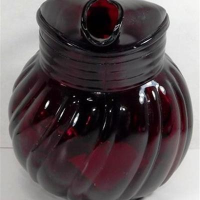 219 Vintage 1940'S Anchor Hocking Royal Ruby Swirl Ball Jug Pitcher