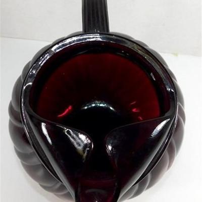 219 Vintage 1940'S Anchor Hocking Royal Ruby Swirl Ball Jug Pitcher