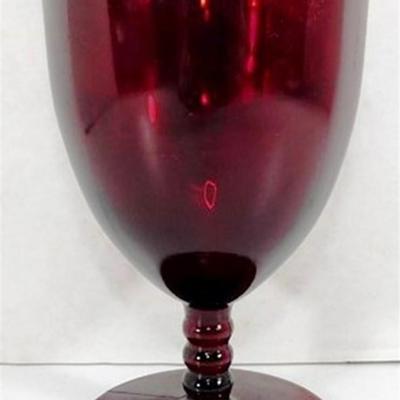 221 Lot of 8 Anchor Hocking Ruby Red Water Goblets Beaded Stems 5 1/4 x 3