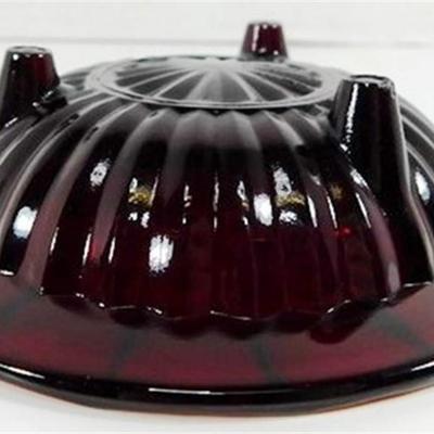 222 Lot of 8 Anchor Hocking Royal Ruby Red Fluted Scalloped Footed Bowls/ Ashtrays 4 x 1