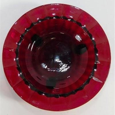222 Lot of 8 Anchor Hocking Royal Ruby Red Fluted Scalloped Footed Bowls/ Ashtrays 4 x 1