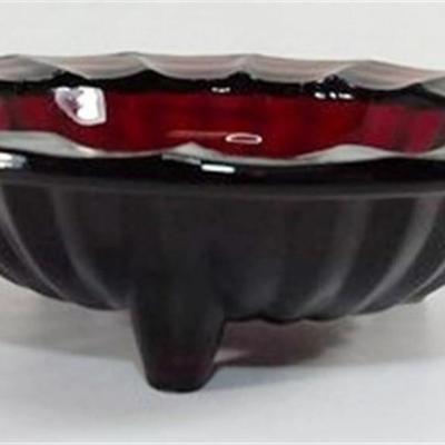 222 Lot of 8 Anchor Hocking Royal Ruby Red Fluted Scalloped Footed Bowls/ Ashtrays 4 x 1
