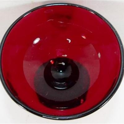 224 Lot of 5 Anchor Hocking Ruby Red 3 x 3 1/2 Glasses with Beaded Stem