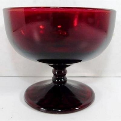 224 Lot of 5 Anchor Hocking Ruby Red 3 x 3 1/2 Glasses with Beaded Stem