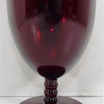 225 Lot of 7 Anchor Hocking Ruby Red Water Goblets Beaded Stems 5 1/4 x 3