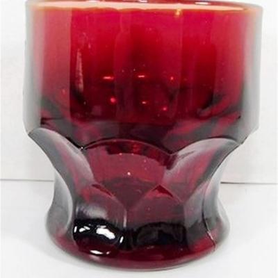 227 Lot of 6 Anchor Hocking Ruby Red Georgian Juice Glasses Honey Comb 3 x 2 1/2