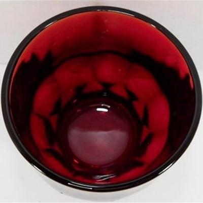 227 Lot of 6 Anchor Hocking Ruby Red Georgian Juice Glasses Honey Comb 3 x 2 1/2