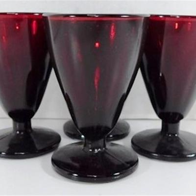 229 Lot of 4 Anchor Hocking Ruby Red Wine Cordial 3 1/2 x 2
