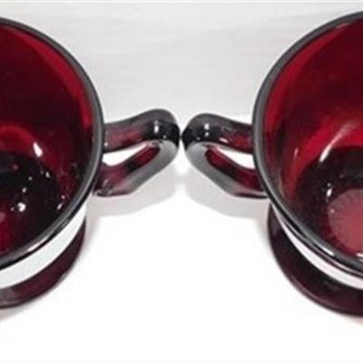 232 Lot of 8 including Lids - Ruby Red Anchor Hocking Cream and Sugar Lot 4-5 inches