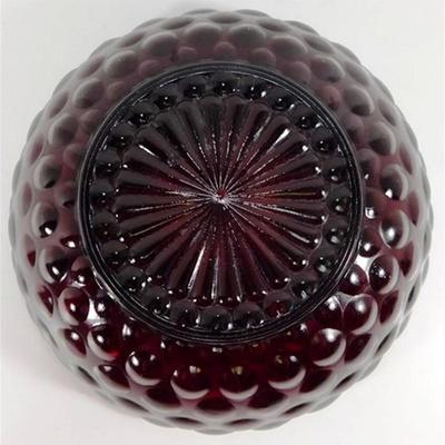 233 Lot of 3 Ruby Red Table Pieces - Ruby Red Bubble Bowl 8in -Candy Dish 7 in - Ruby Red Bowl 11 1/2