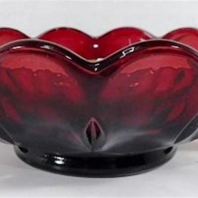 233 Lot of 3 Ruby Red Table Pieces - Ruby Red Bubble Bowl 8in -Candy Dish 7 in - Ruby Red Bowl 11 1/2