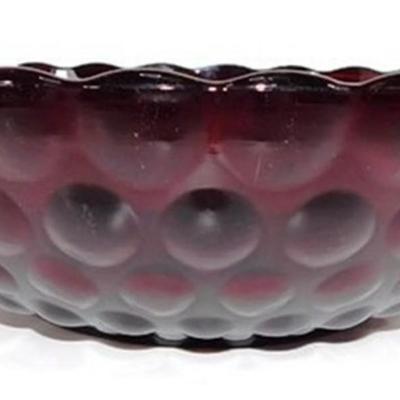 233 Lot of 3 Ruby Red Table Pieces - Ruby Red Bubble Bowl 8in -Candy Dish 7 in - Ruby Red Bowl 11 1/2