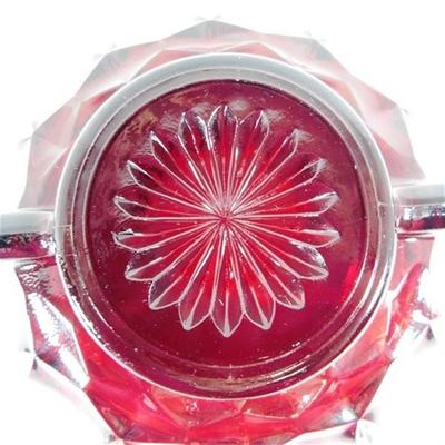 233 Lot of 3 Ruby Red Table Pieces - Ruby Red Bubble Bowl 8in -Candy Dish 7 in - Ruby Red Bowl 11 1/2