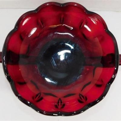 233 Lot of 3 Ruby Red Table Pieces - Ruby Red Bubble Bowl 8in -Candy Dish 7 in - Ruby Red Bowl 11 1/2