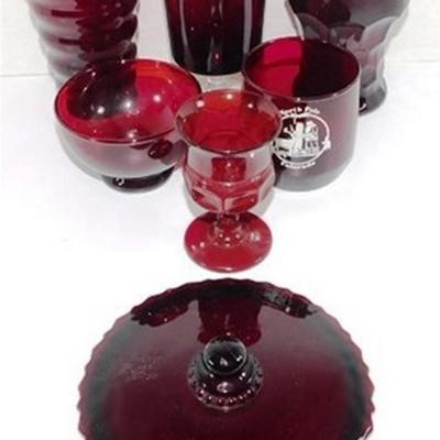 234 Lot of 7 Miscellaneous Ruby Red Pieces 2-5 1/2
