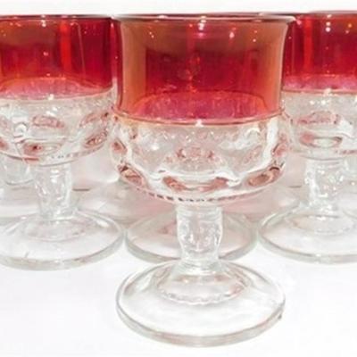 235 Lot of 8 Kings Crown Ruby Red Flash Glasses 4 1/2 x 2