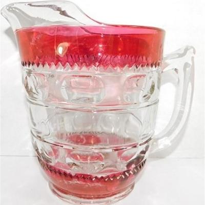 237 Vintage Kings Crown Ruby Flash Pitcher 7 1/2 x 8