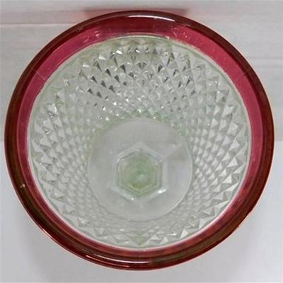 238 Vintage Indiana Glass Red Flash Footed Compote 11 x 5