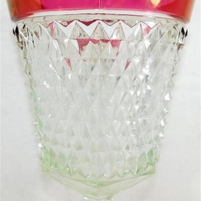 238 Vintage Indiana Glass Red Flash Footed Compote 11 x 5
