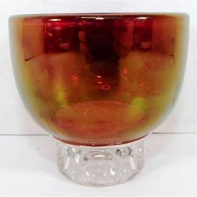 241 Lot of 8 Small Ruby Red Flash Footed Glasses With Golden Hue 2 1/2 x 2 1/2