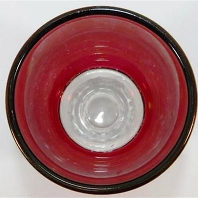 241 Lot of 8 Small Ruby Red Flash Footed Glasses With Golden Hue 2 1/2 x 2 1/2