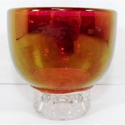 241 Lot of 8 Small Ruby Red Flash Footed Glasses With Golden Hue 2 1/2 x 2 1/2