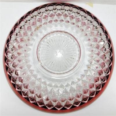 242 Lot of 2 Heavy Ruby Red Flash Serving Bowls 12-13 inches
