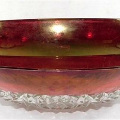 242 Lot of 2 Heavy Ruby Red Flash Serving Bowls 12-13 inches