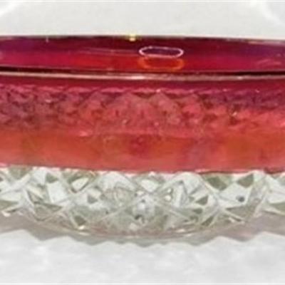 242 Lot of 2 Heavy Ruby Red Flash Serving Bowls 12-13 inches