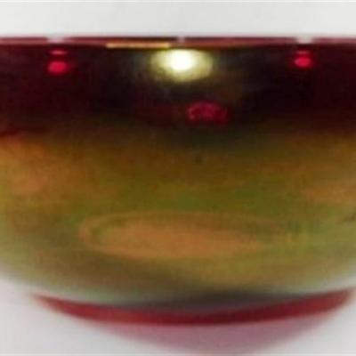 242 Lot of 2 Heavy Ruby Red Flash Serving Bowls 12-13 inches