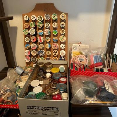 Sewing Lot - Threads, Fabric, Buttons, Etc.