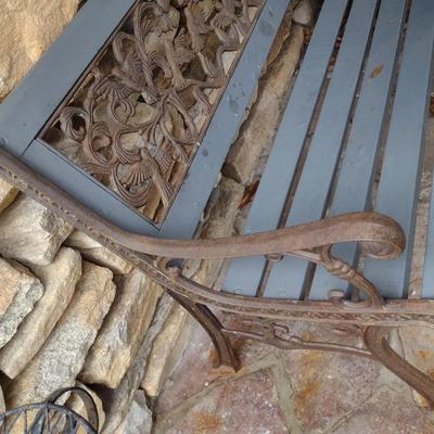 Vintage Cast Frame and Wood Slat Garden Bench Choice C