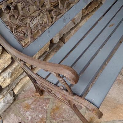 Vintage Cast Frame and Wood Slat Garden Bench Choice C