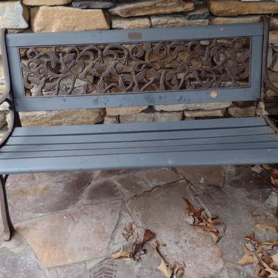 Vintage Cast Frame and Wood Slat Garden Bench Choice C