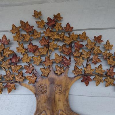 Metal Art Wall Decor with Wood Grain Finish