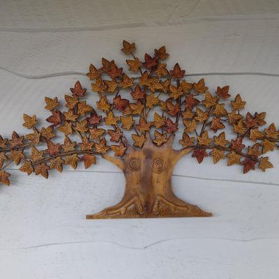 Metal Art Wall Decor with Wood Grain Finish