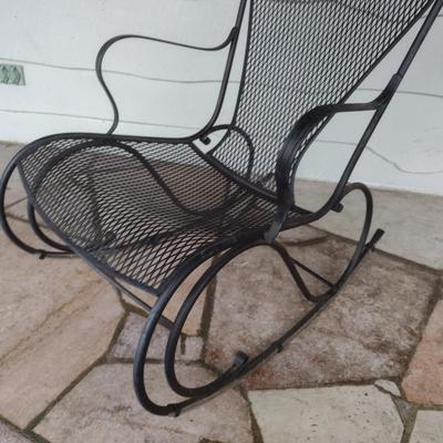 Vintage Wrought Metal Frame Rocker with Mesh Seat and Back Choice A