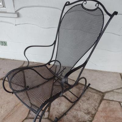 Vintage Wrought Metal Frame Rocker with Mesh Seat and Back Choice A