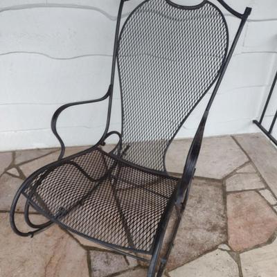 Vintage Wrought Metal Frame Rocker with Mesh Seat and Back Choice A