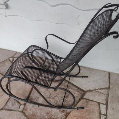 Vintage Wrought Metal Frame Rocker with Mesh Seat and Back Choice A