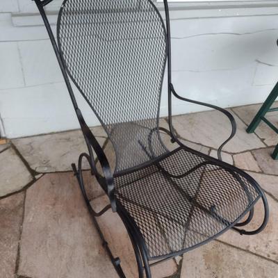 Vintage Wrought Metal Frame Rocker with Mesh Seat and Back Choice B