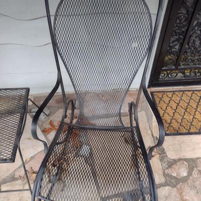Vintage Wrought Metal Frame Rocker with Mesh Seat and Back Choice C