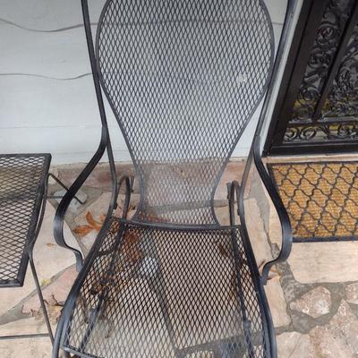 Vintage Wrought Metal Frame Rocker with Mesh Seat and Back Choice C