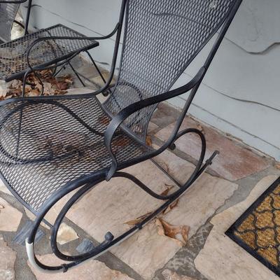 Vintage Wrought Metal Frame Rocker with Mesh Seat and Back Choice C