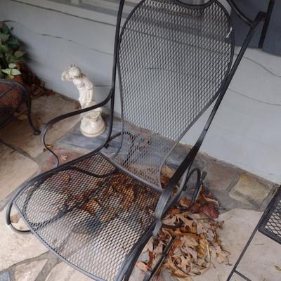 Vintage Wrought Metal Frame Rocker with Mesh Seat and Back Choice D