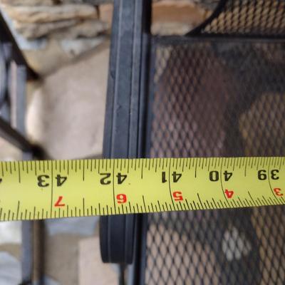 Vintage Wrought Metal Frame Bench with Mesh Seat and Back