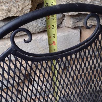 Vintage Wrought Metal Frame Bench with Mesh Seat and Back