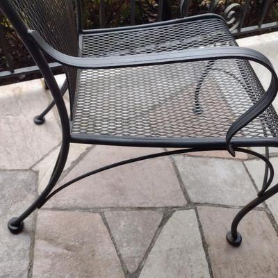Vintage Wrought Metal Frame Chair with Mesh Seat and Back