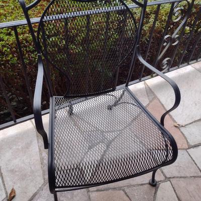 Vintage Wrought Metal Frame Chair with Mesh Seat and Back